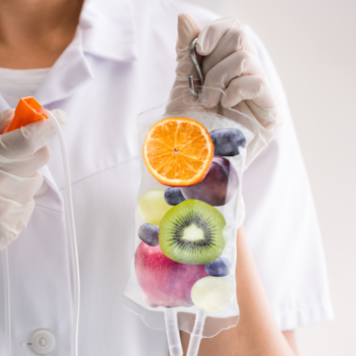 IV Therapy bag with vitamins and fruit